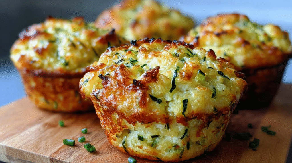 Inside view of crispy parmesan zucchini potato muffin
