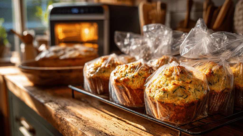 Freezing crispy parmesan zucchini potato muffins