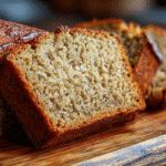 Freshly baked angular banana bread with clean slices