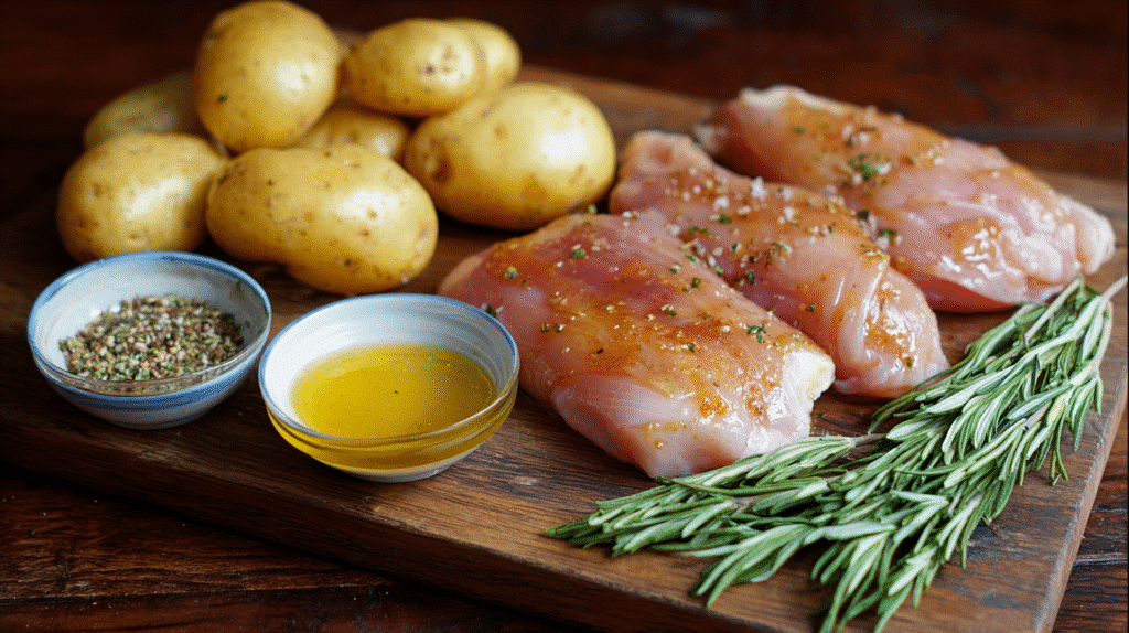 Ingredients for Garlic Honey Glazed Chicken with Roasted Potatoes