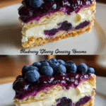Vintage Blueberry Cream Cake Recipe slice on plate
