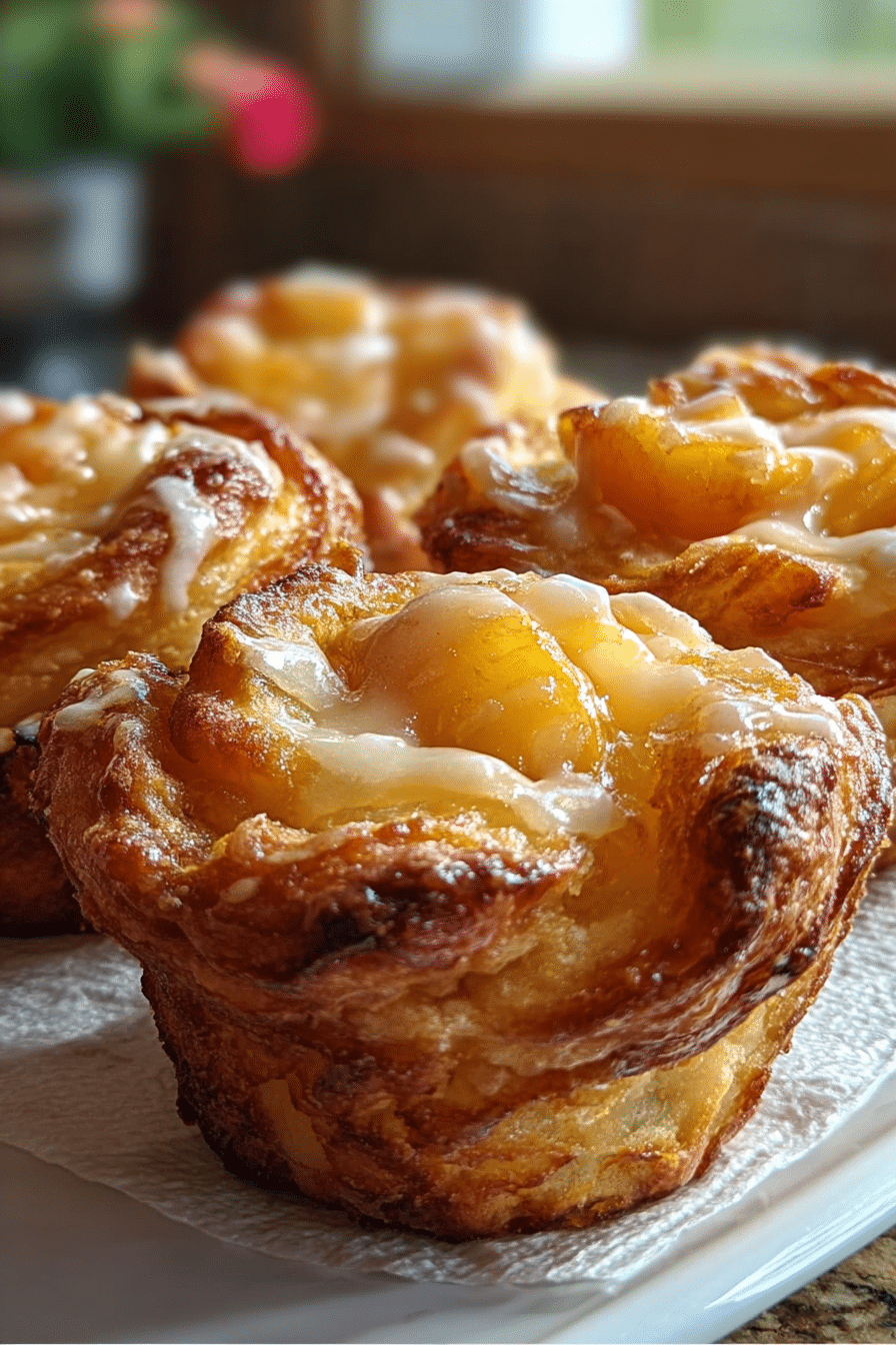 Peach Pie Cruffins Recipe with Flaky Layers and Fresh Peach Filling
