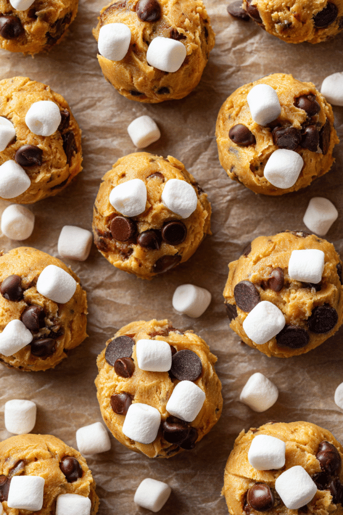 Pumpkin S’mores Cookies dough ready for baking.