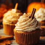 Pumpkin Spice Latte Cupcakes fresh from oven with frosting