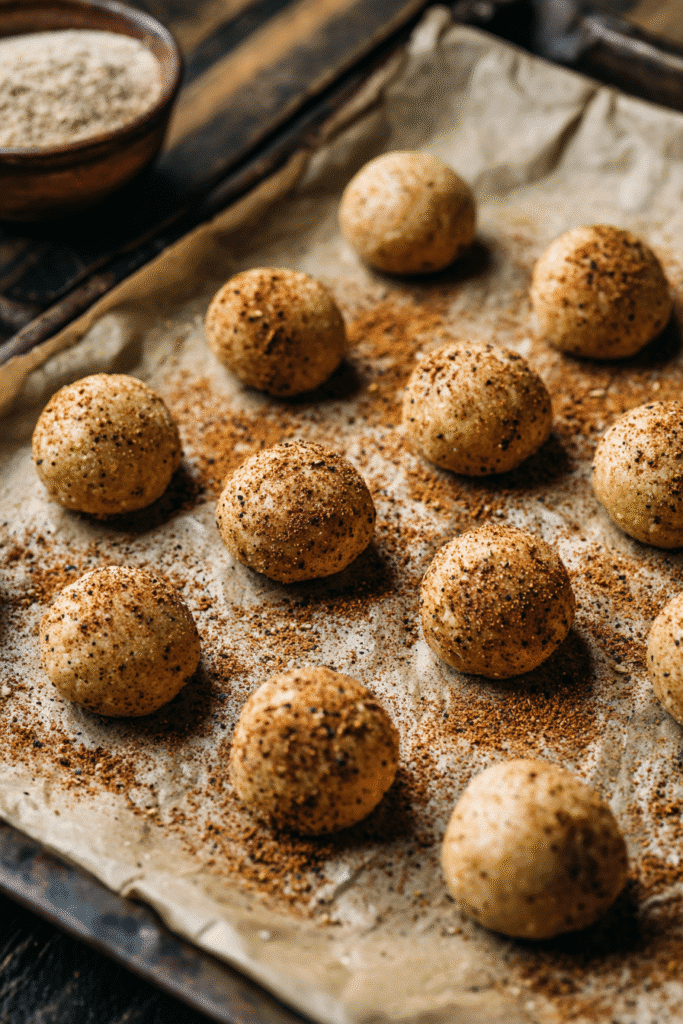 Chai-Spiced Sugar Cookie dough balls ready to bake
