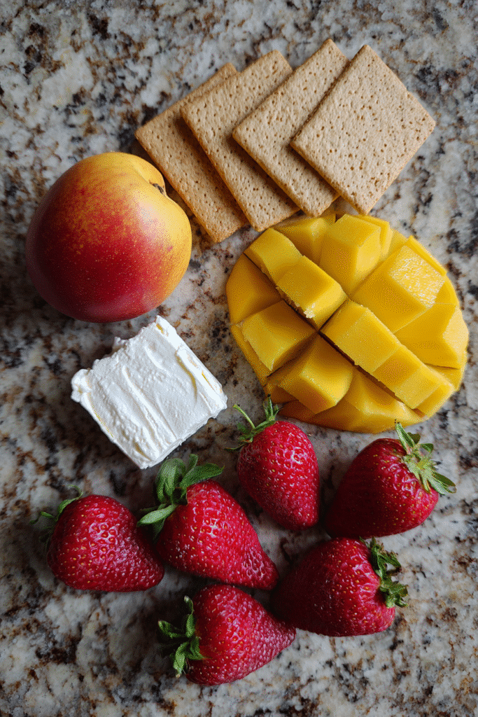 Strawberry Mango Split Cake – A Refreshing and Fruity Dessert 6 Ingredients for Strawberry Mango Split Cake including mangoes and strawberries