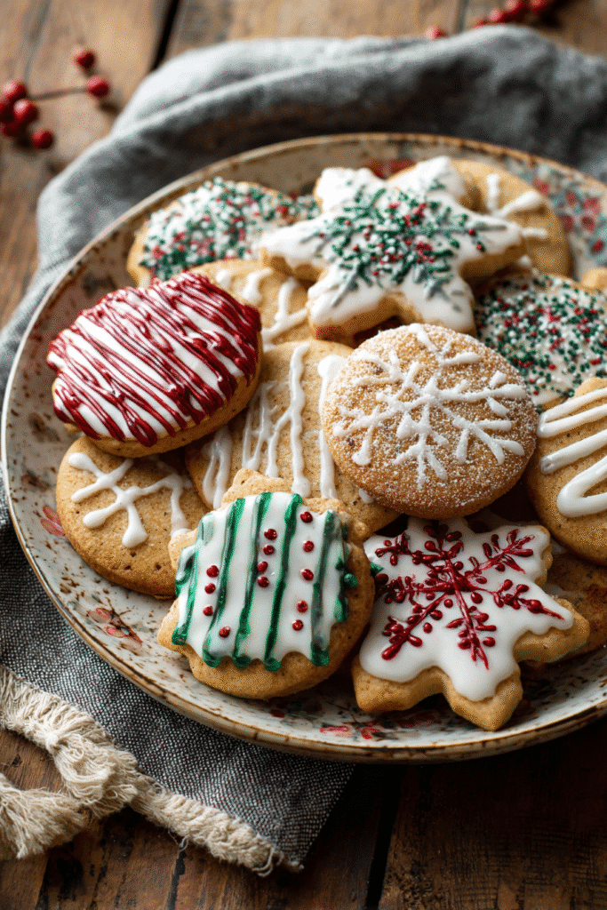 Chai-Spiced Sugar Cookies with festive glaze and icing