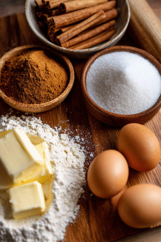 cinnamon coffee cake ingredients on counter