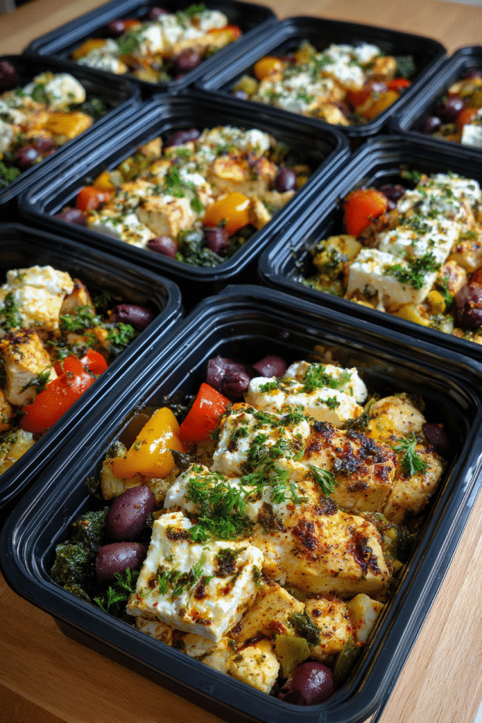 Greek Chicken Casserole healthy meal prep containers