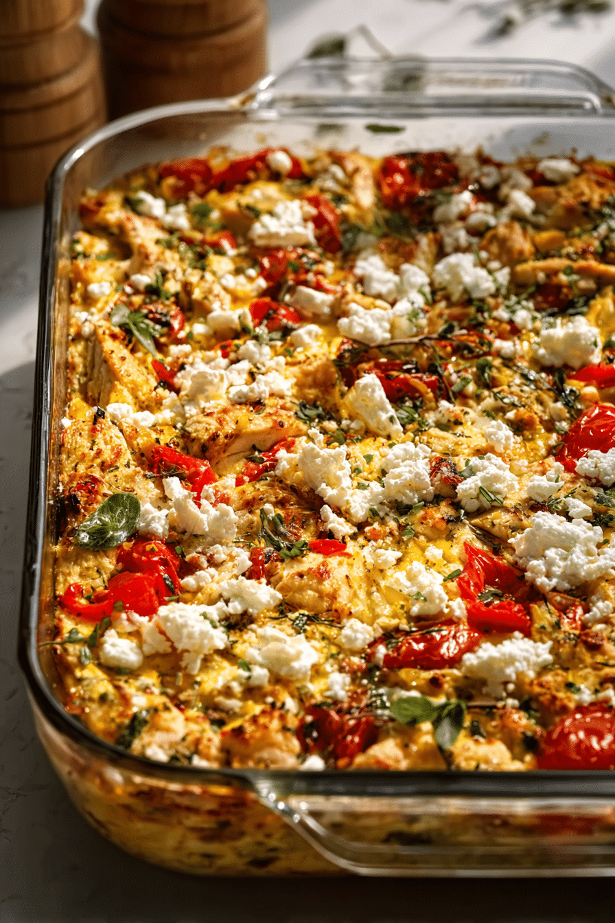 Greek Chicken Casserole healthy family dinner recipe