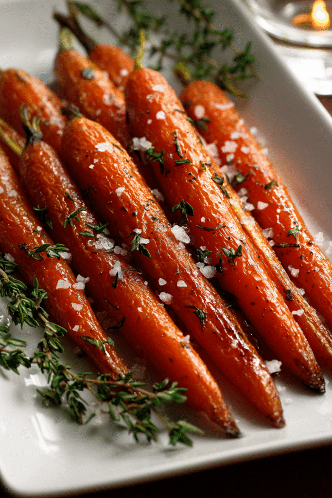 Maple Roasted Carrots served on platter