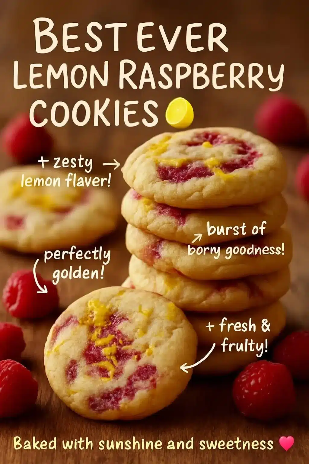 Best ever lemon raspberry cookies with vibrant lemon and raspberry flavors