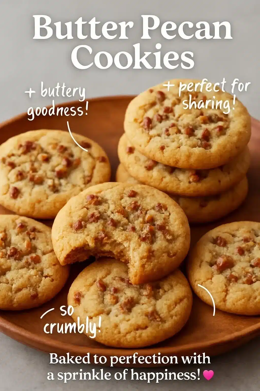 Delicious homemade butter pecan cookies with pecans and a buttery finish