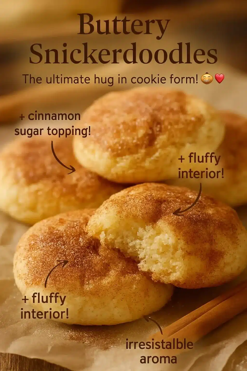 Buttery snickerdoodles arranged on a plate with a cinnamon sugar dusting.