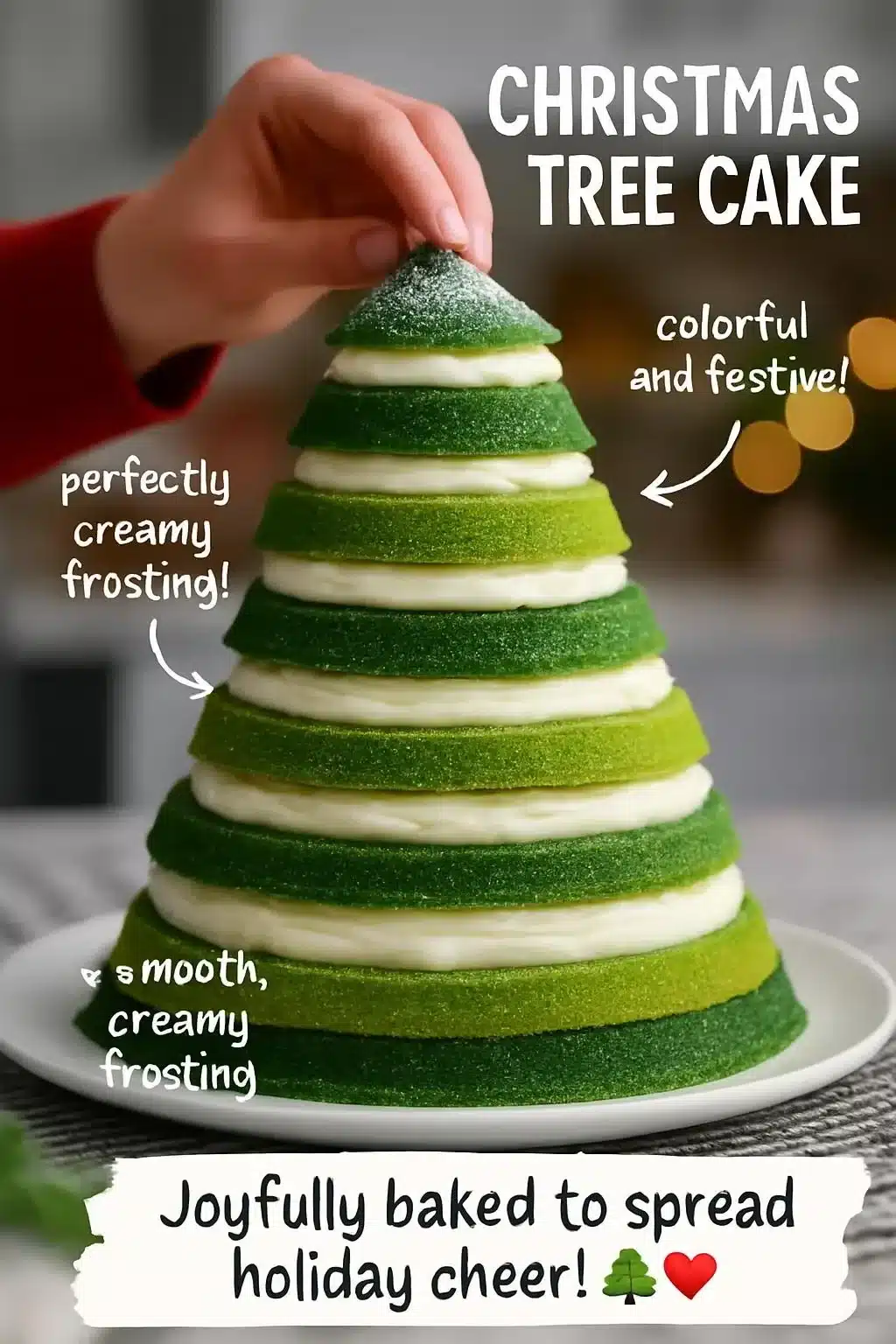 Delicious Christmas Tree Cake decorated with festive frosting and candy ornaments
