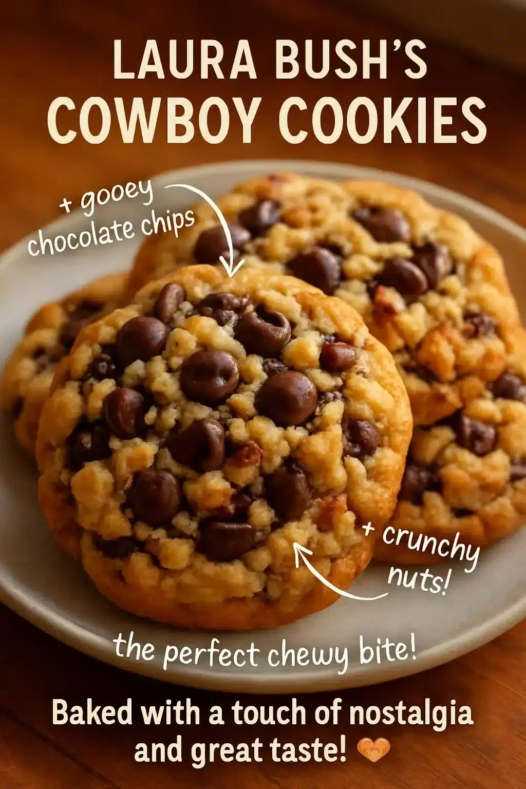 Laura Bush's Cowboy Cookies - a delicious homemade cookie recipe.