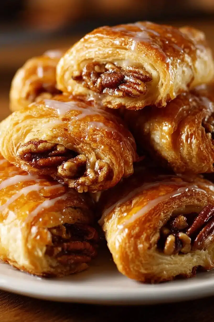 Delicious Pecan Pie Crescent Rolls served on a plate