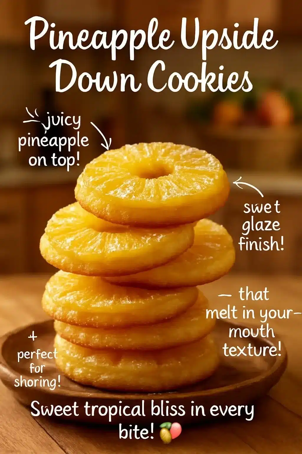 Delicious Pineapple Upside Down Cookies on a serving plate.