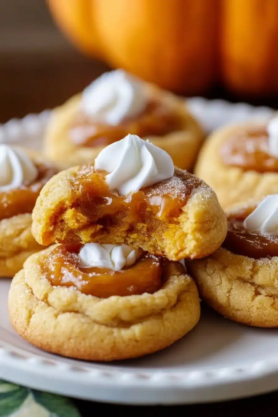 Delicious pumpkin pie cookies displayed on a rustic wooden table