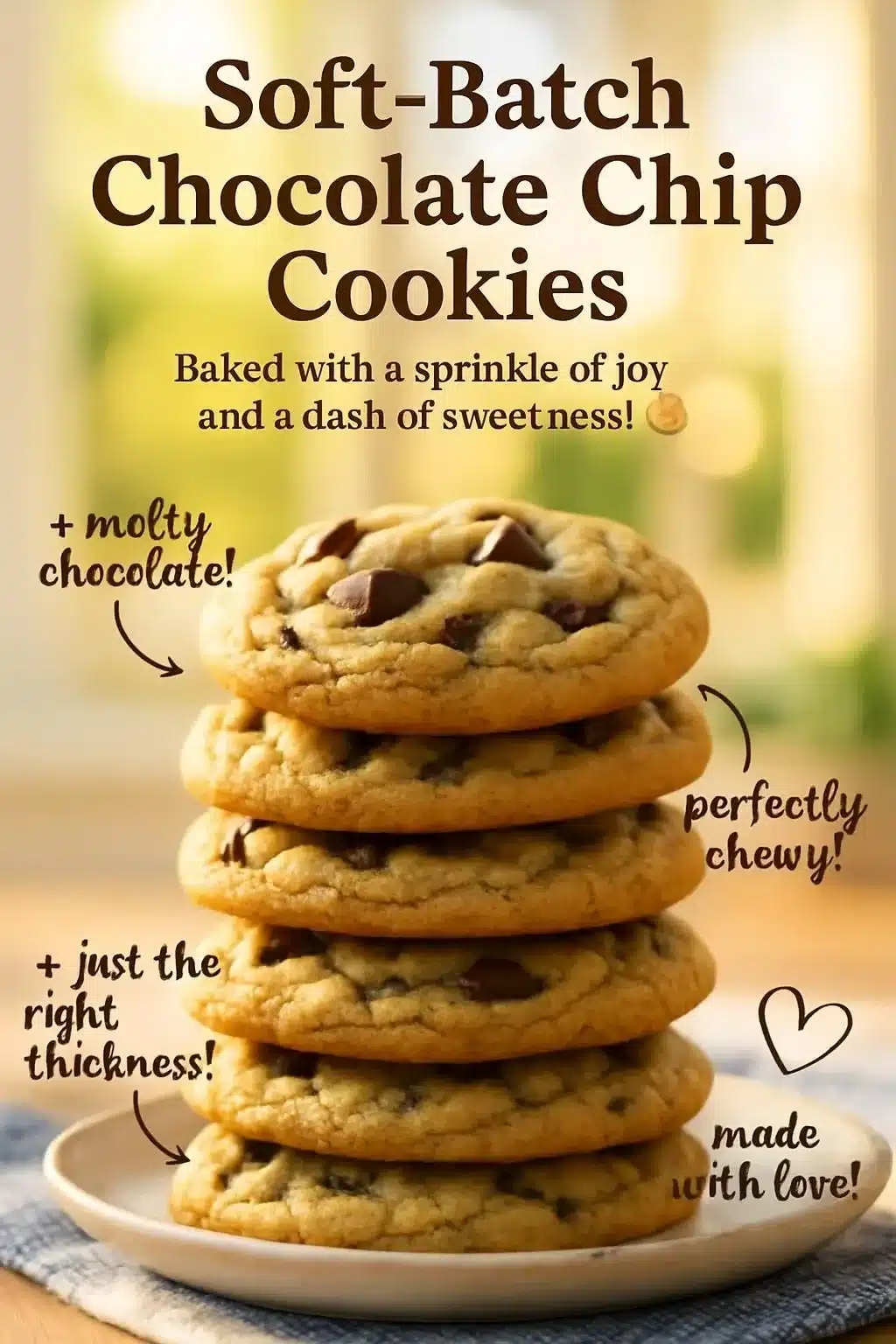 Freshly baked soft-batch chocolate chip cookies on a cooling rack.