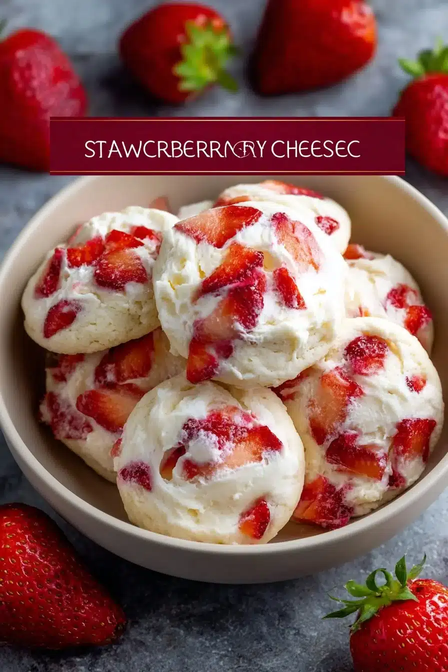 Delicious homemade strawberry cheesecake cookies on a plate
