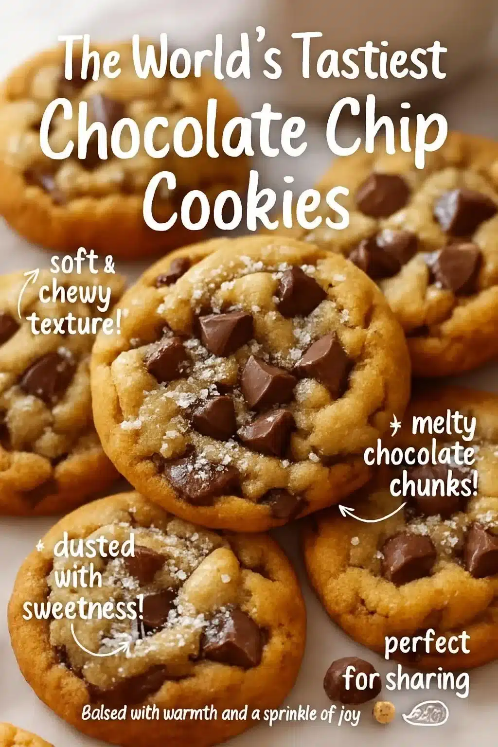 Freshly baked chocolate chip cookies on a cooling rack