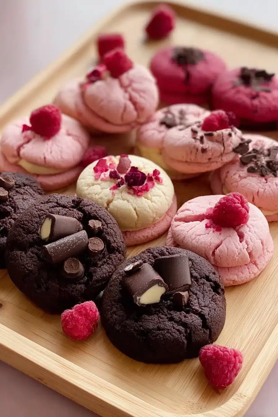 Delicious Valentine Ganache Cookies decorated with heart shapes.