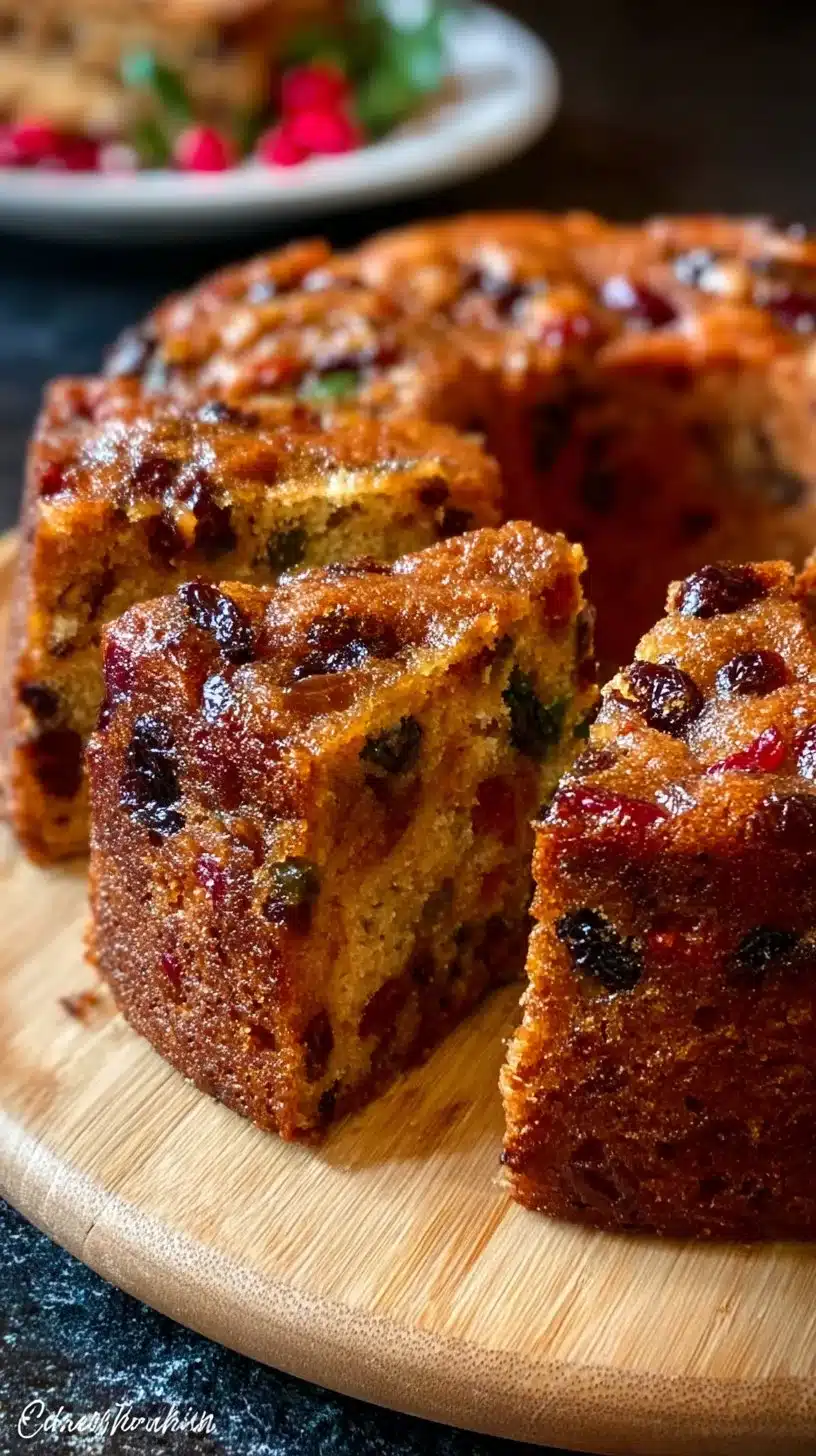 Authentic German Fruit Cake with rich fruits and nuts, perfect for any celebration.