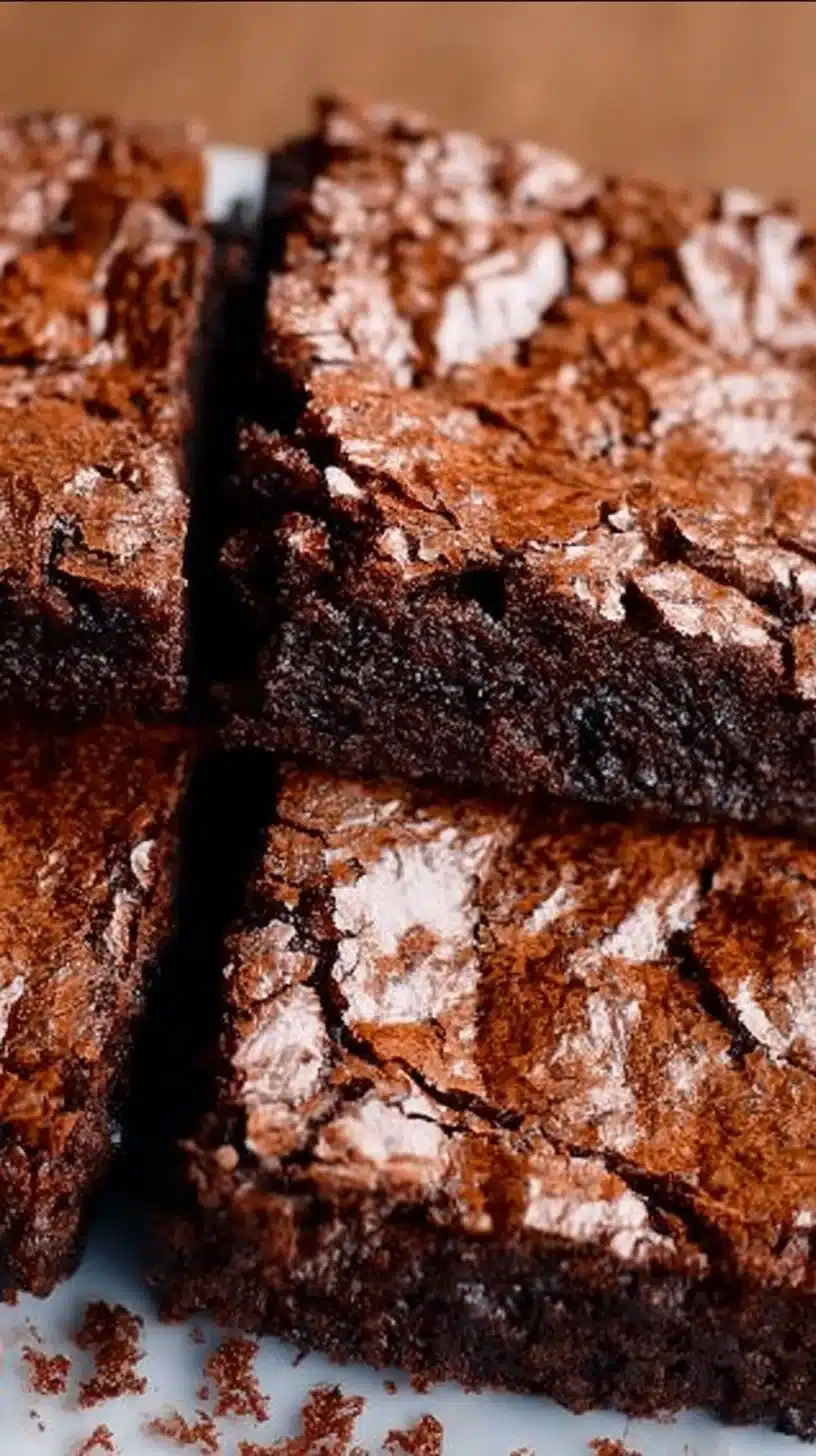 Delicious homemade brownies topped with chocolate and nuts