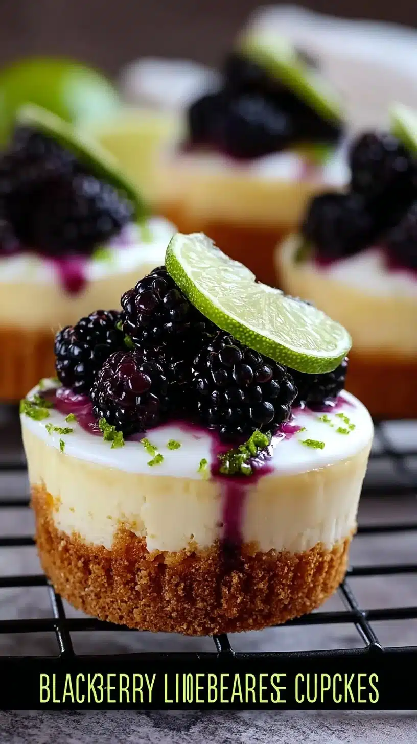 Blackberry lime cheesecake cupcakes with creamy frosting and fresh berries
