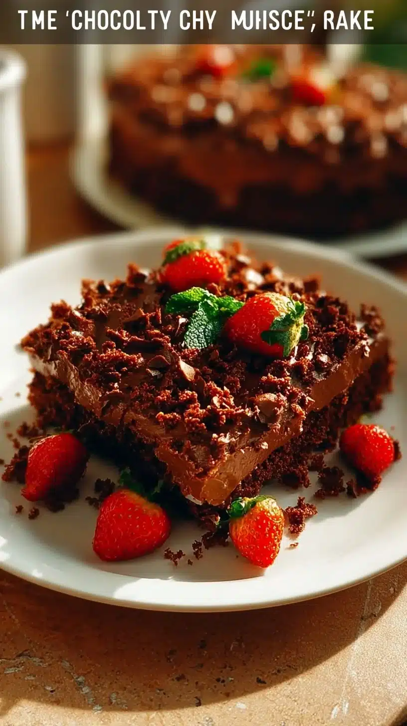 Delicious Chocolate Crunch Cake with a rich texture and chocolatey topping