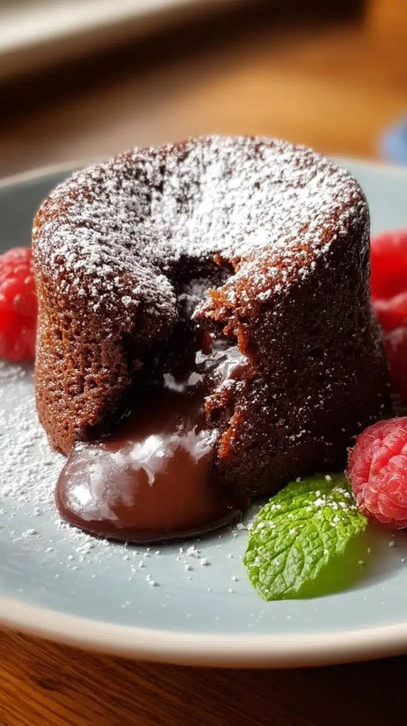 Delicious Chocolate Lava Cake with molten chocolate center