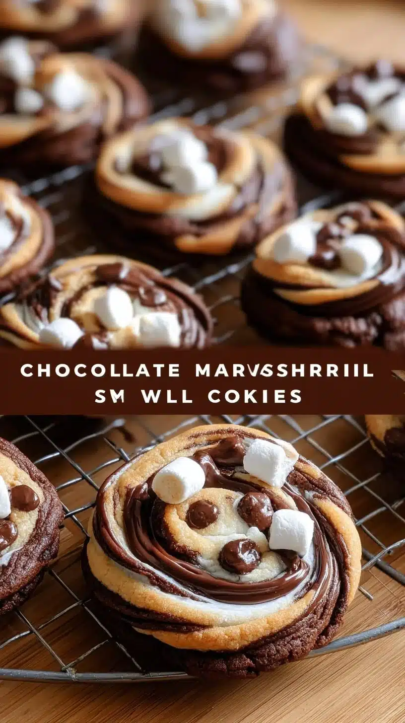 Delicious Chocolate Marshmallow Swirl Cookies with gooey marshmallow and chocolate swirls