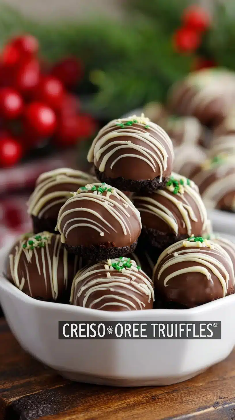 Christmas Oreo Truffles decorated for holiday festivities