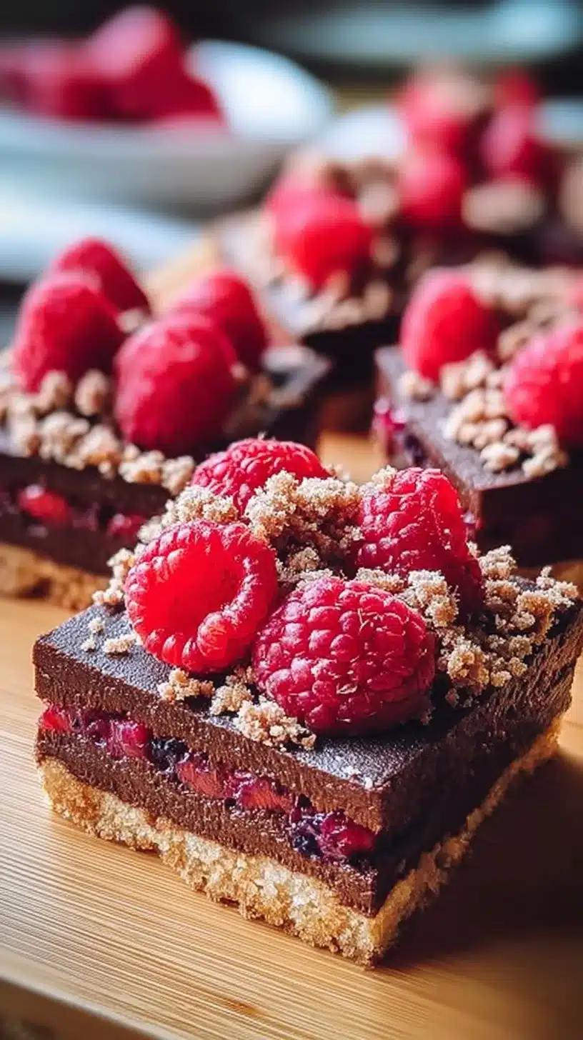 Delicious dark chocolate raspberry pie bars, a perfect dessert treat.