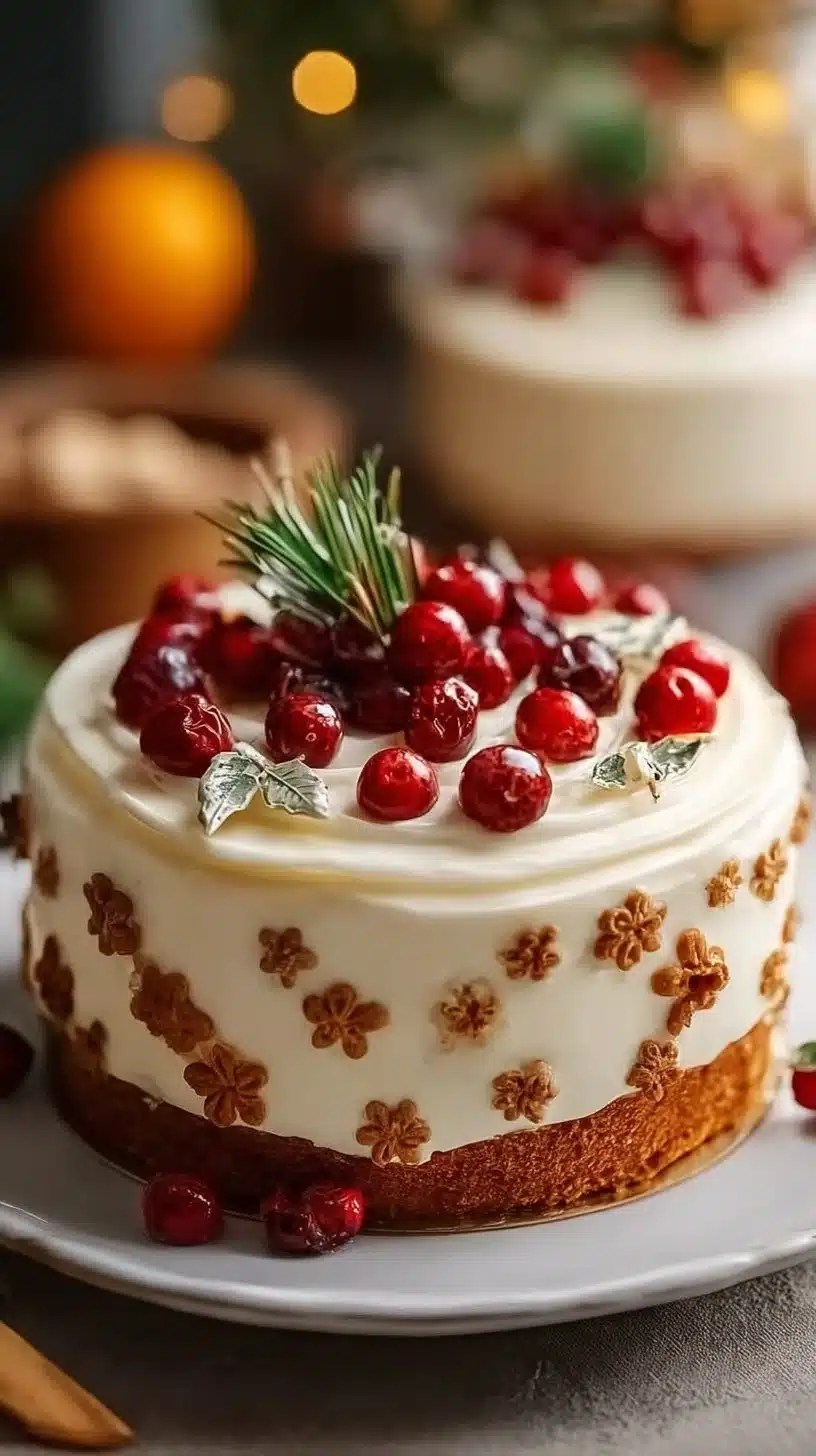 Heavenly Christmas cake decorated for the holiday season