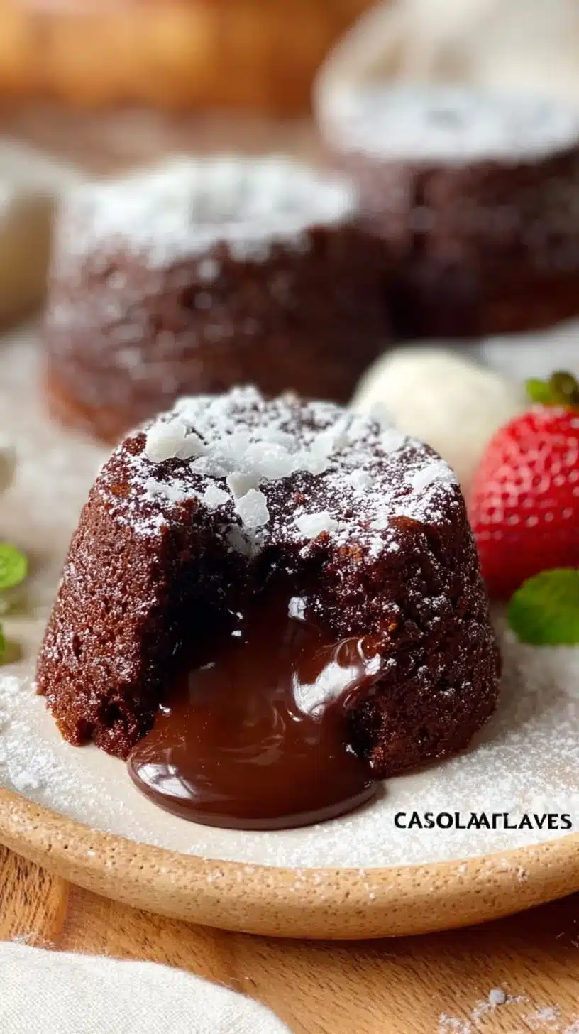 Homemade chocolate lava cakes with melted chocolate center