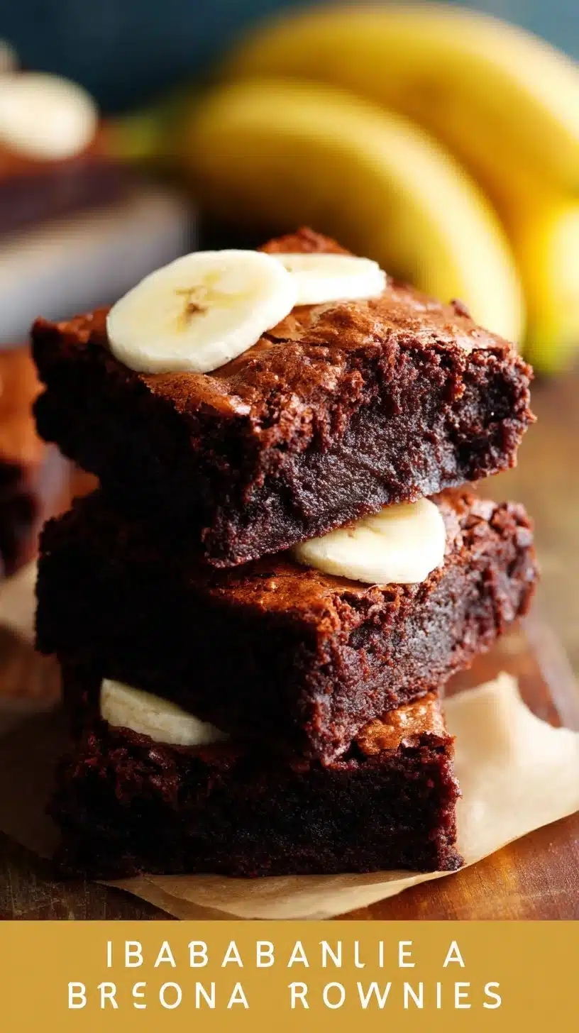 Delicious homemade banana brownies topped with chocolate chips