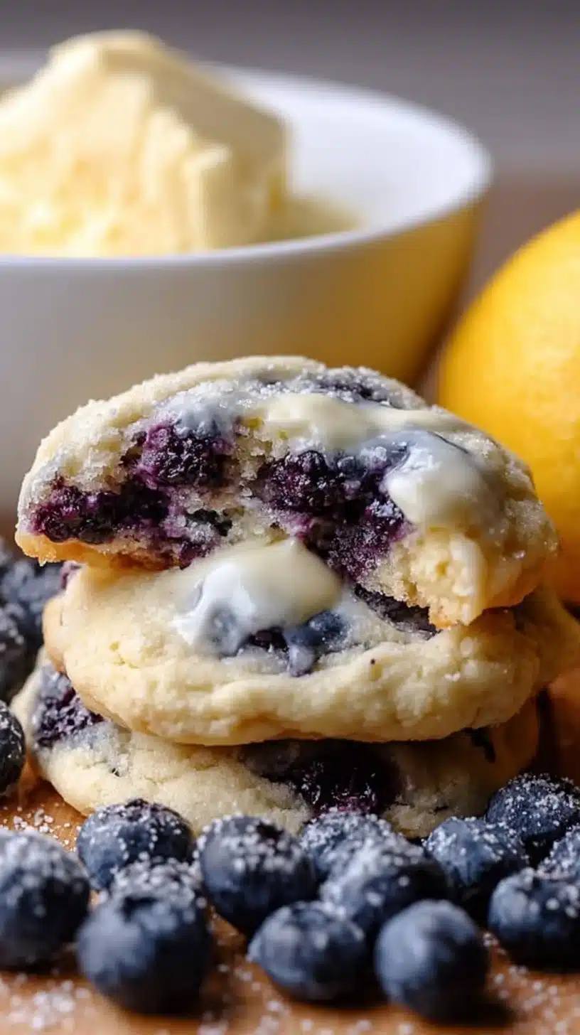 Delicious Lemon Blueberry Cheesecake Cookies with bright colors and creamy texture