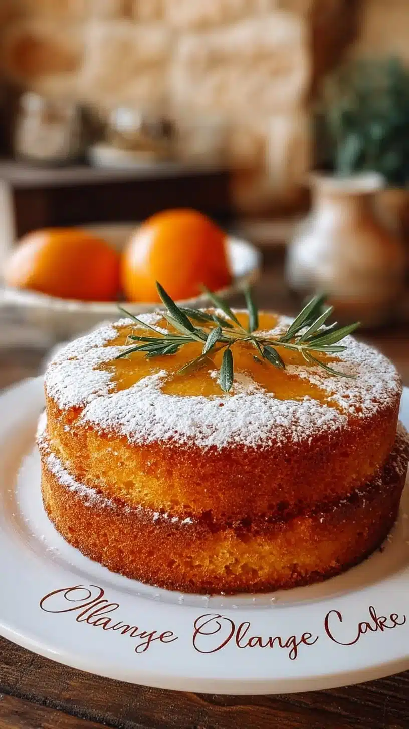 Delicious olive oil orange cake topped with an orange glaze.