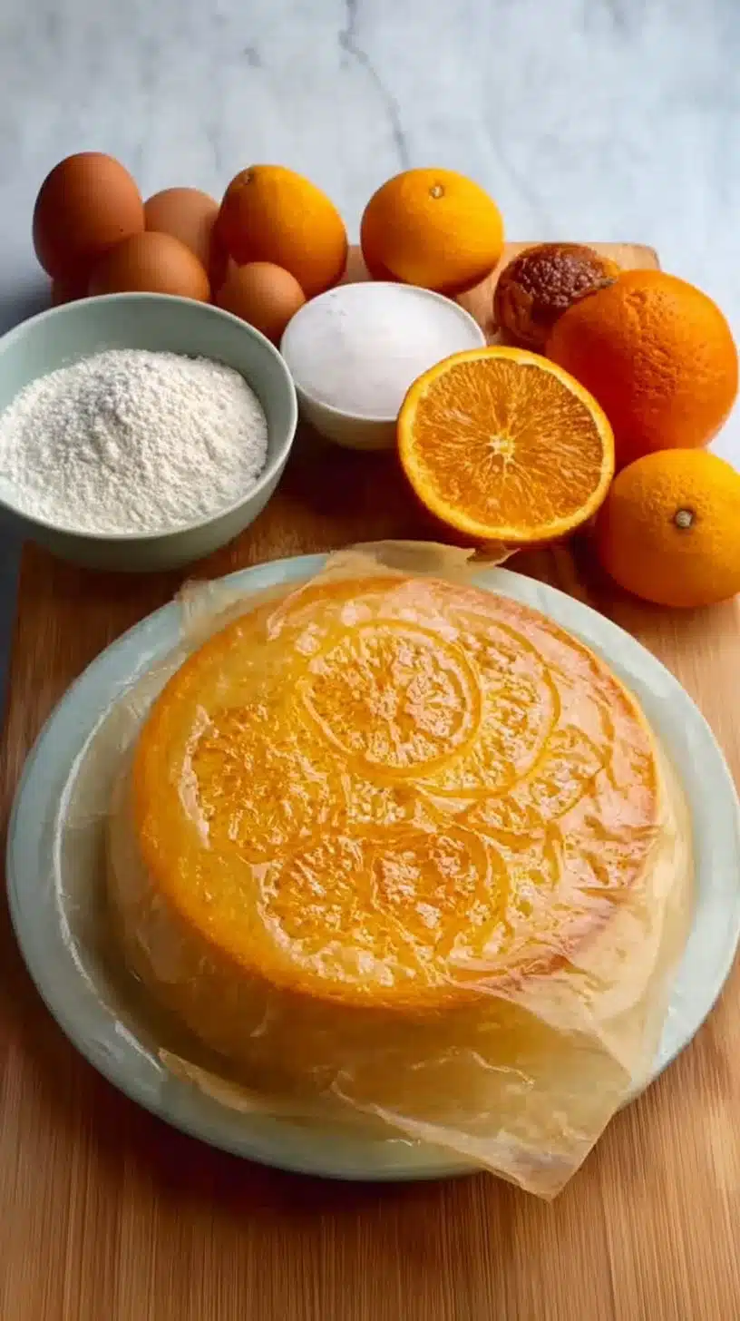 Slice of Orange-Cardamom Olive Oil Cake on a plate
