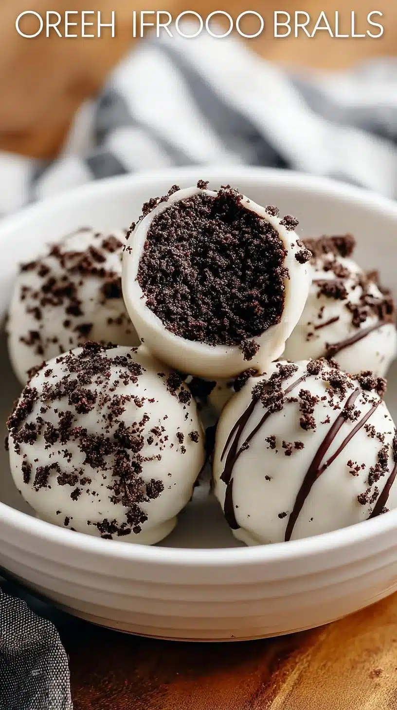 Delicious homemade Oreo Balls coated in chocolate, a perfect no-bake dessert
