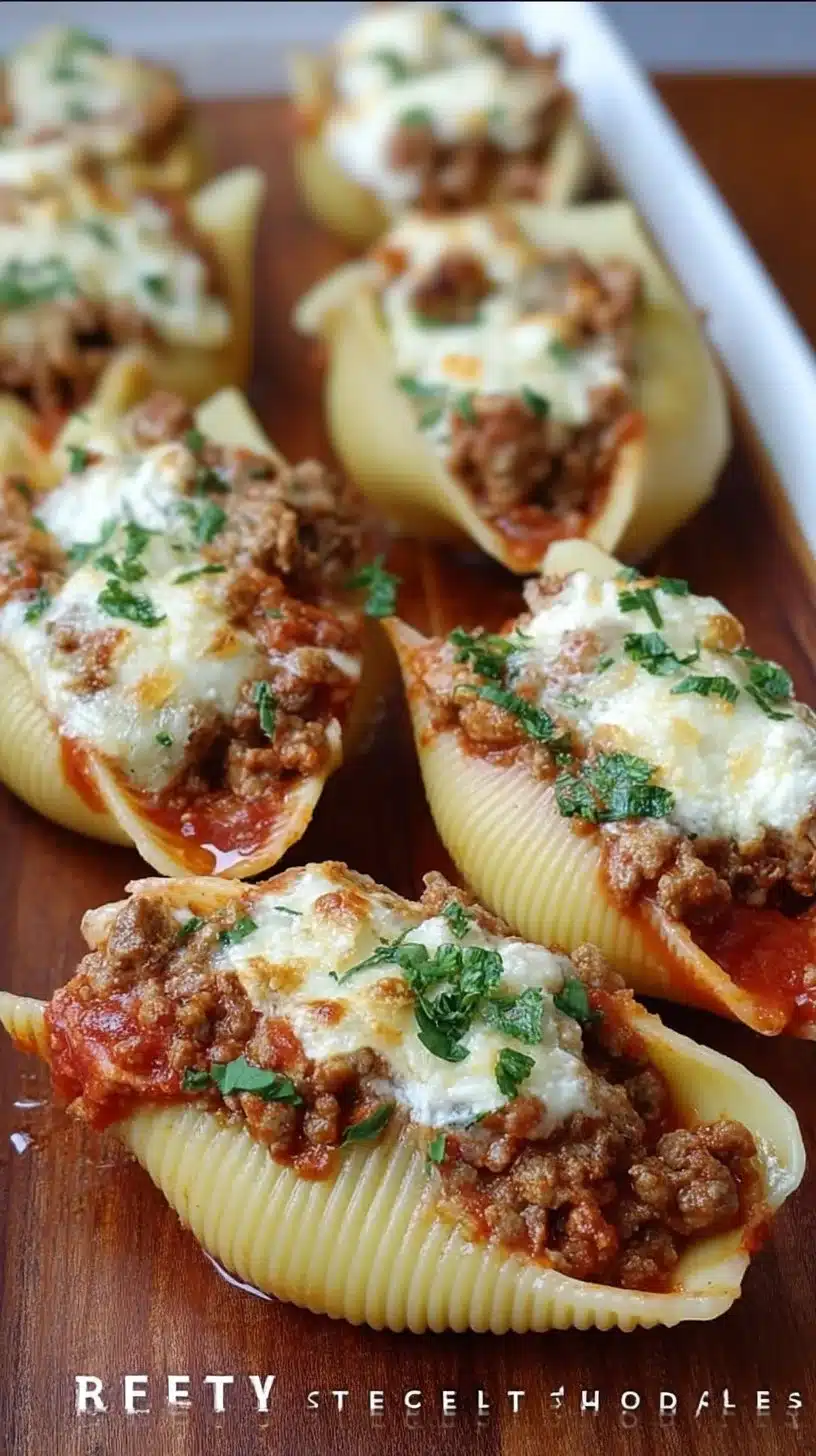 Delicious stuffed pasta shells filled with ricotta and spinach
