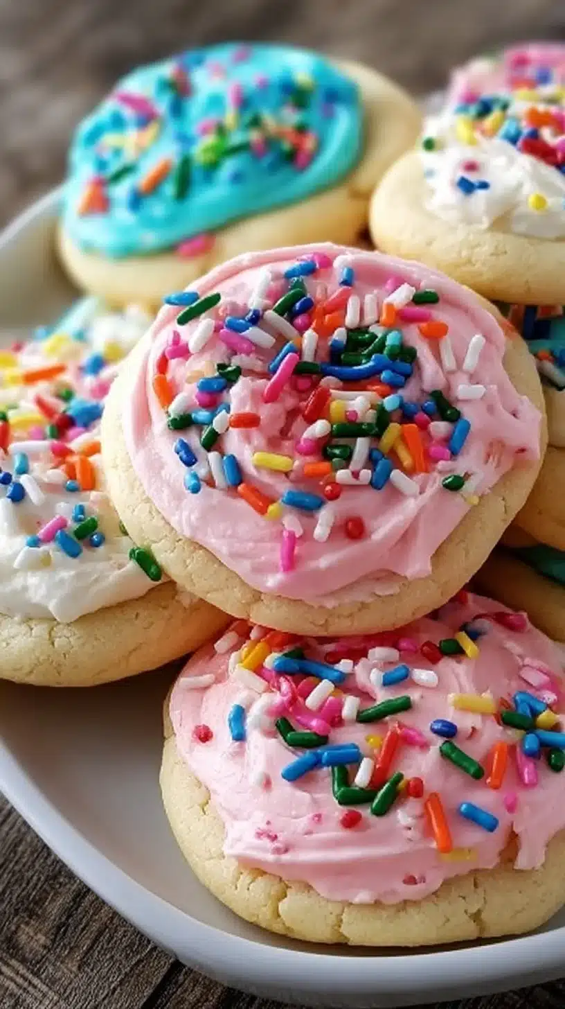 Delicious homemade Lofthouse cookies with soft texture and colorful frosting