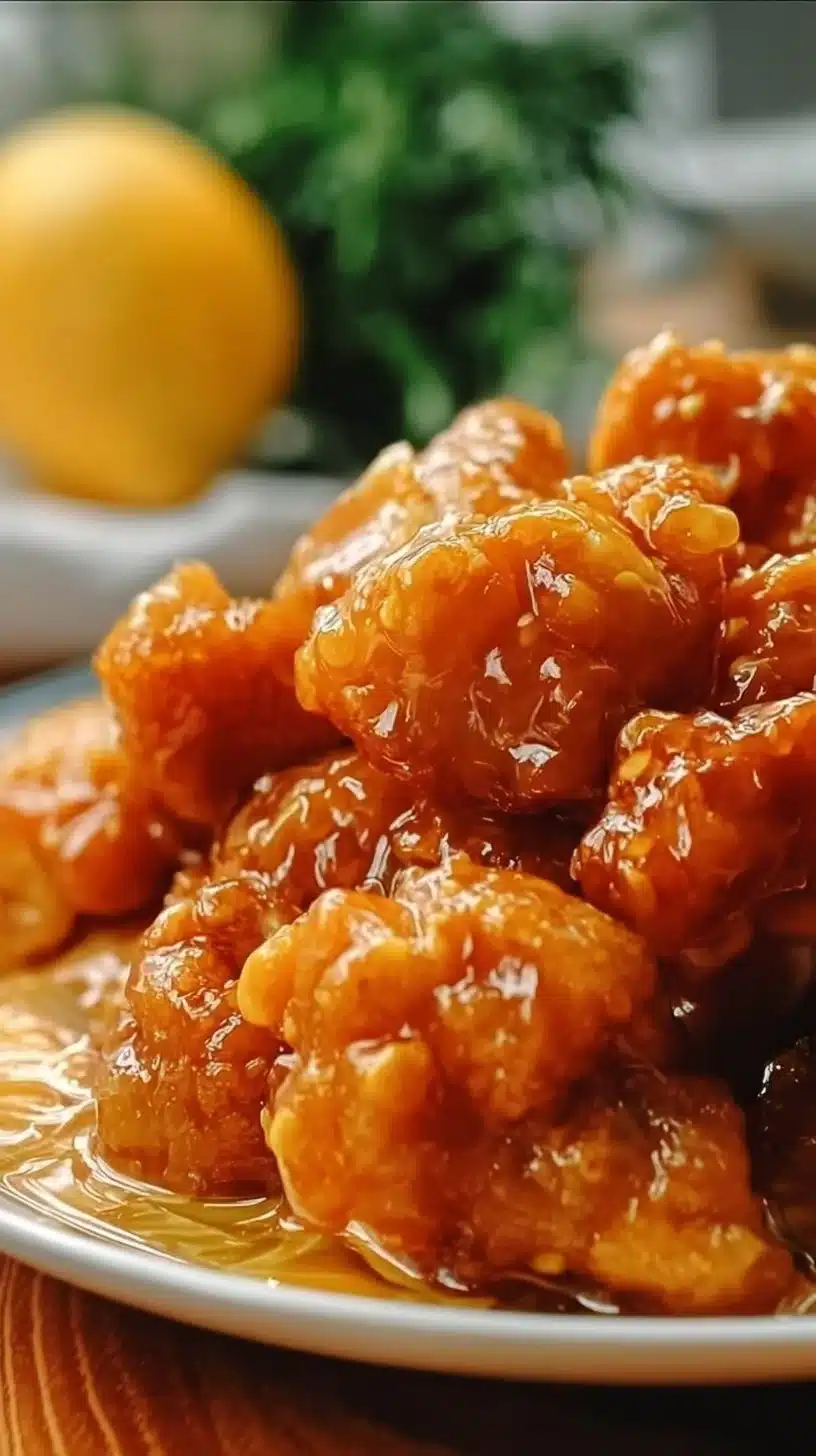 Delicious 3-Ingredient Orange Chicken served in a bowl)