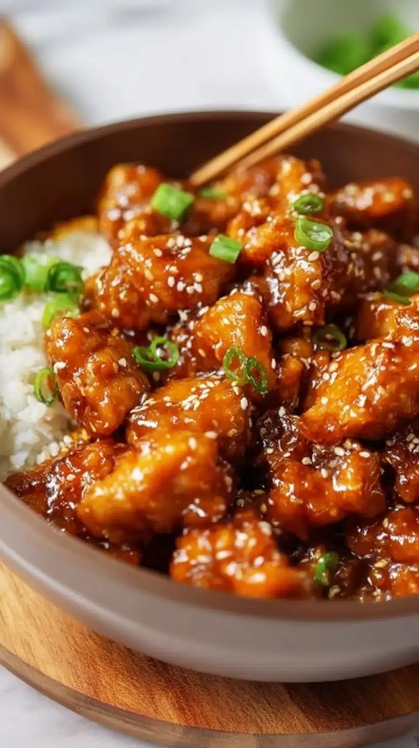 Healthy orange chicken dish served with vegetables on a plate